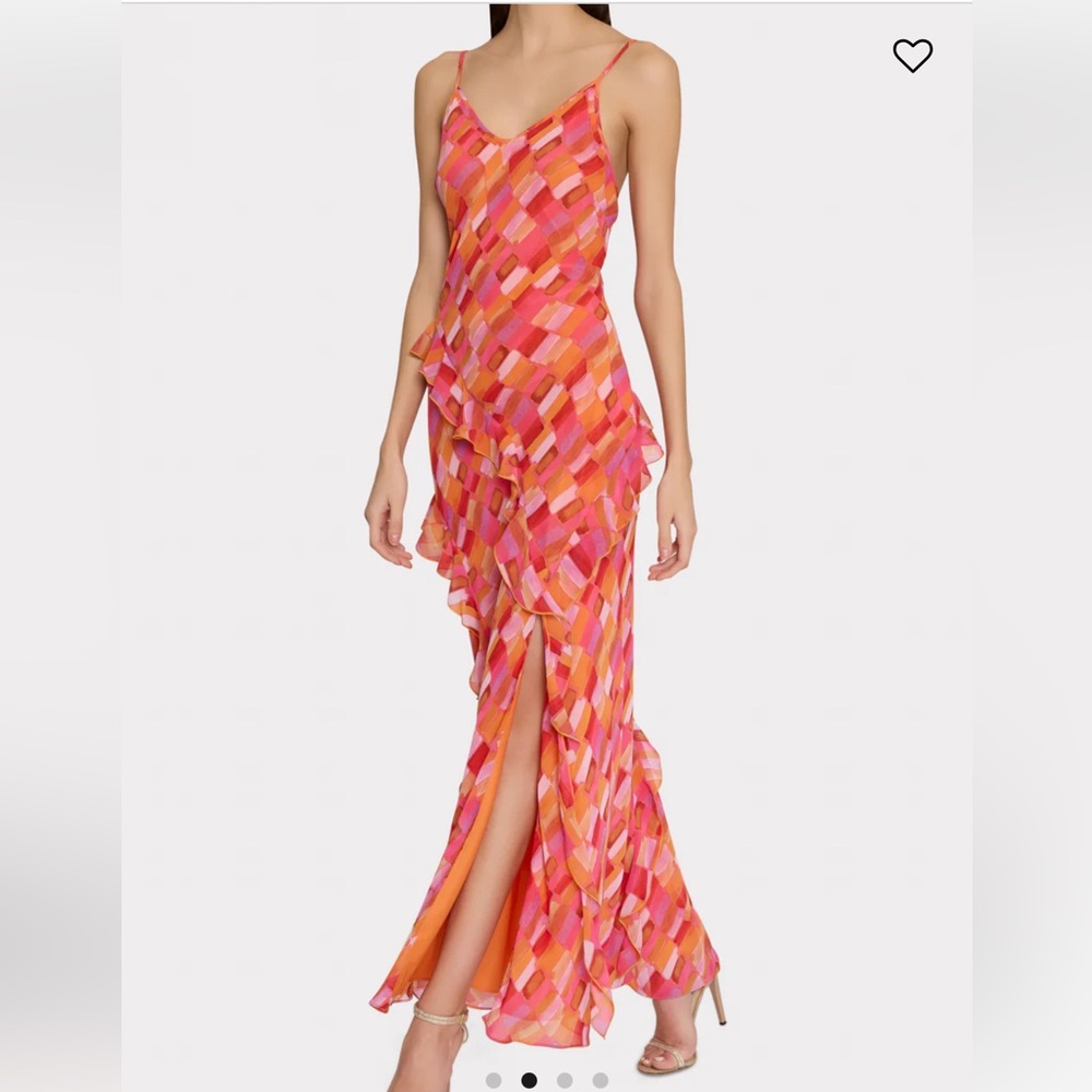 MILLY Sunset Tile Ruffle Maxi Dress
